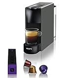 Krups Nespresso Essenza Mini Xn110B - Cafetera Monodosis De Cápsulas Nespresso, Compacta, 19 Bares, Apagado Automático, Color Gris, 14 Cápsulas Interior