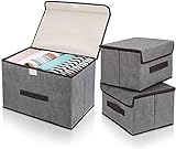 Dimj Cajas De Almacenaje Plegable, Conjunto De 3 Cajas Organizadoras Tela, Cubos De Almacenamiento Organizadores De Contenedore Para Ropa Juguetes Libros (Gris)