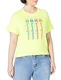 Champion Seasonal Graphic Gallery Crop Boxy Crewneck T-Shirt Camiseta, Fluorescent Yellow, Xl Para Mujer