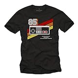 Gamer T-Shirt Hombre - Vintage Game Controller - Camiseta Friki Regalos Gaming Negro L
