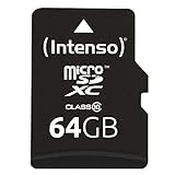 Intenso 3413490 - Adaptador Para Tarjeta Micro Sdxc 64 Gb (Class 10 Incl, 40 Mb/S) Color Negro