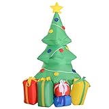Homcom Árbol De Navidad Inflable 150 Cm Con Luces Led E Inflador Decoración Navideña Para Interiores Y Exteriores 65X75X150 Cm Multicolor
