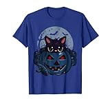 Gato Negro Lindo Calabaza Luna Divertido Halloween Niños Niñas Niños Camiseta