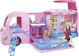Barbie Autocaravana - Convertible - Con Piscina Y Ruedas Giratorias - Muñecas No Incluidas - Espacio De Juego: 60 Cm - Regalo Para Niños De 3+ Años