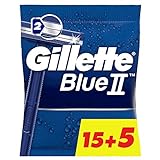 Gillette Blue Ii Maquinillas De Afeitar Desechables Hombre, Paquete De 20 Cuchillas De Afeitar (15+5)