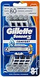 Gillette Sensor3 Comfort Maquinillas De Afeitar Desechable Hombre, 24 Cuchillas De Afeitar (3X8)